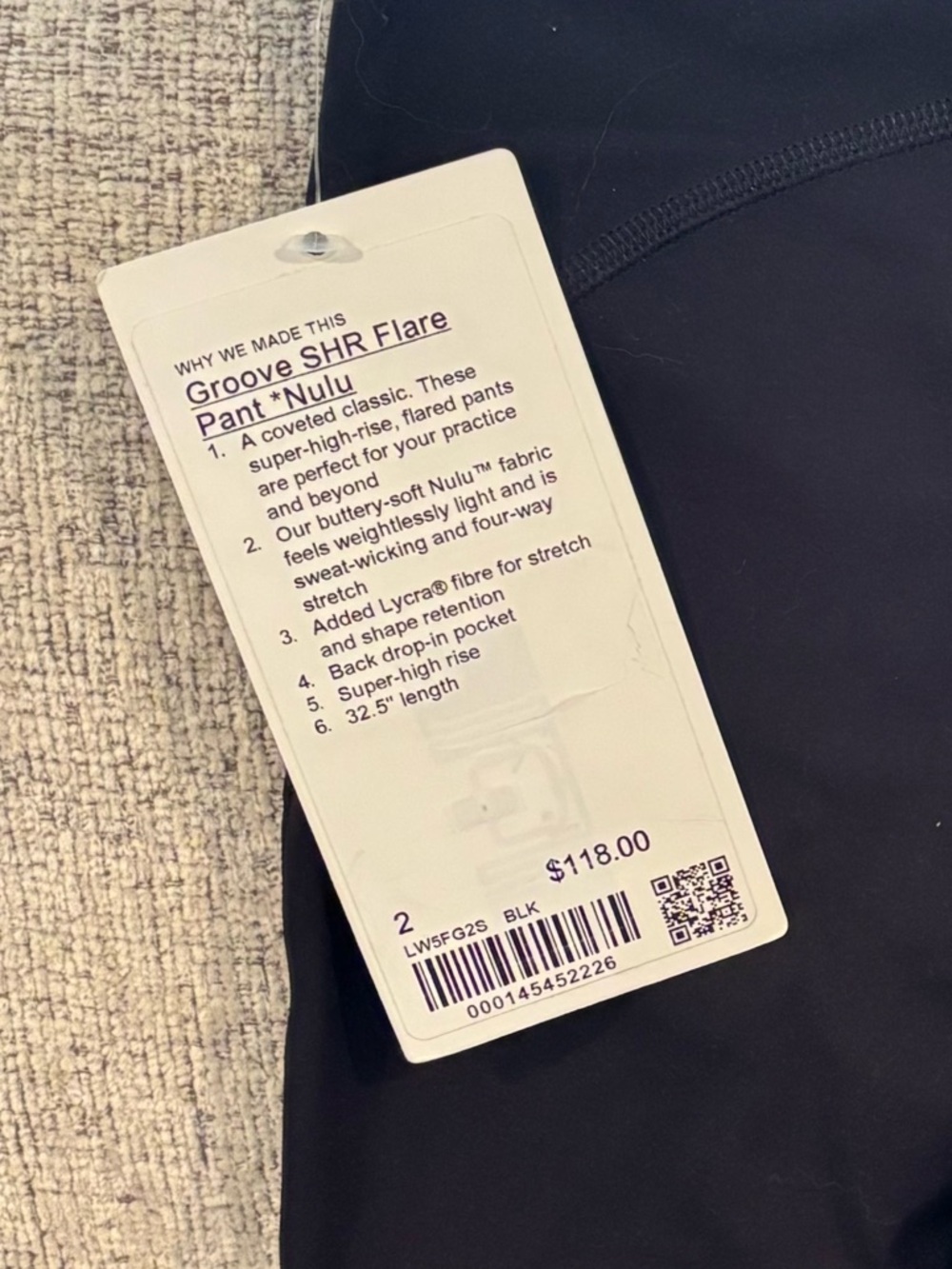 Lululemon women’s Legging Groove SHR Flare Pant Nulu size 2 black - Picture 3 of 4